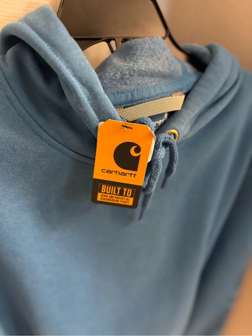 Carhartt Light Blue Pullover Hoodie with Drawstring